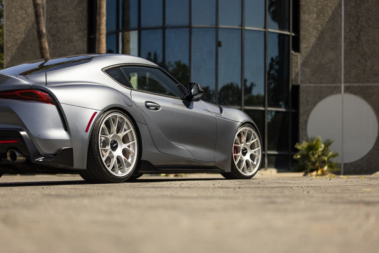 Rear view of 2020 Toyota Supra with wheels