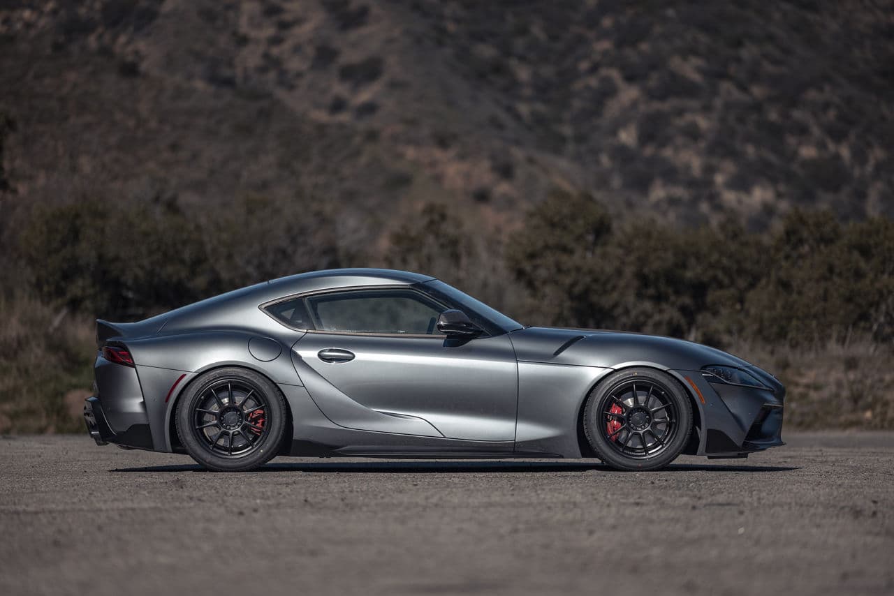 Side profile of 2020 Toyota Supra with wheels