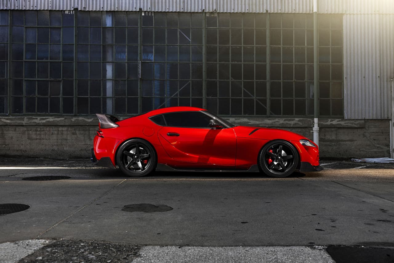Side profile of 2020 Toyota Supra with wheels