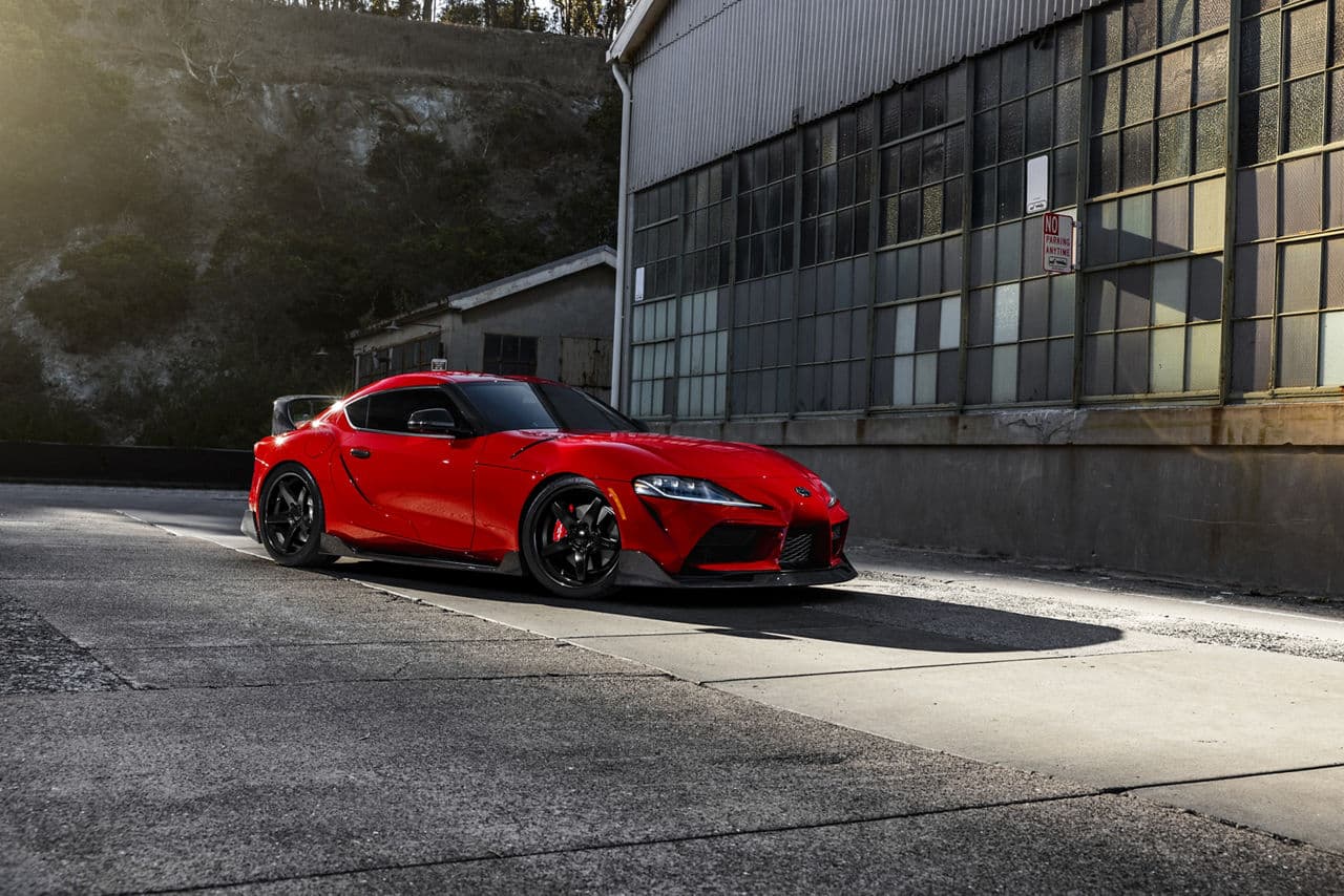 Rear view of 2020 Toyota Supra with wheels