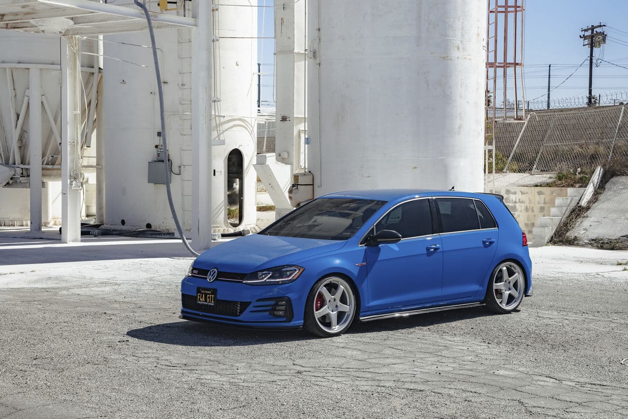 Side profile of 2020 Volkswagen GTI with tuner wheels