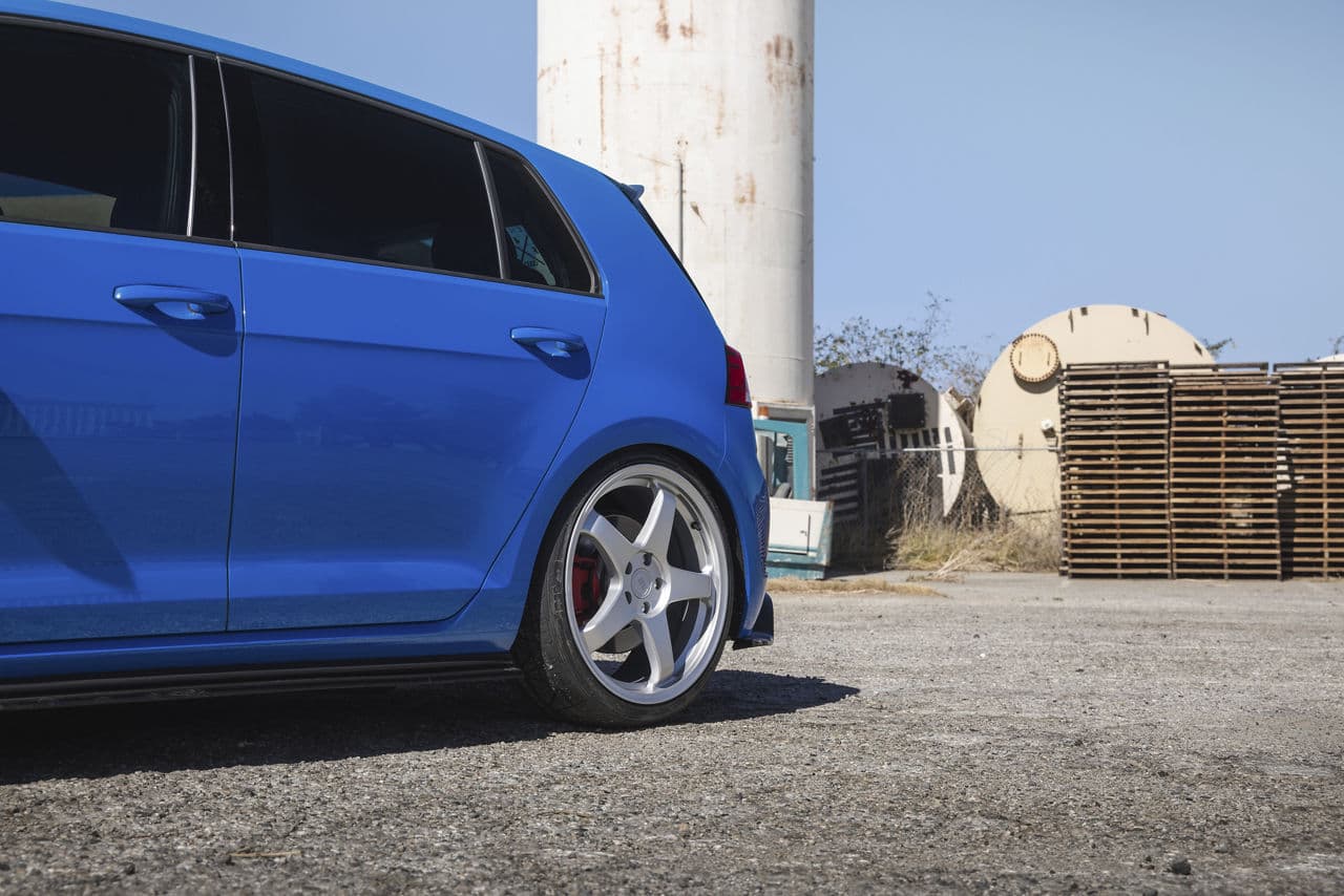Detail view of 2020 Volkswagen GTI with tuner wheels