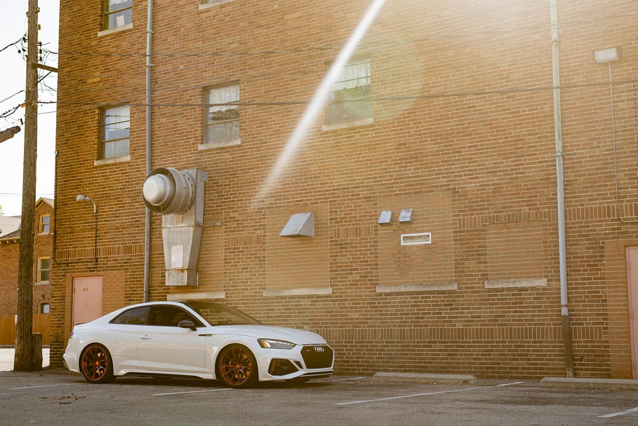 Front view of 2021 Audi RS5 with wheels