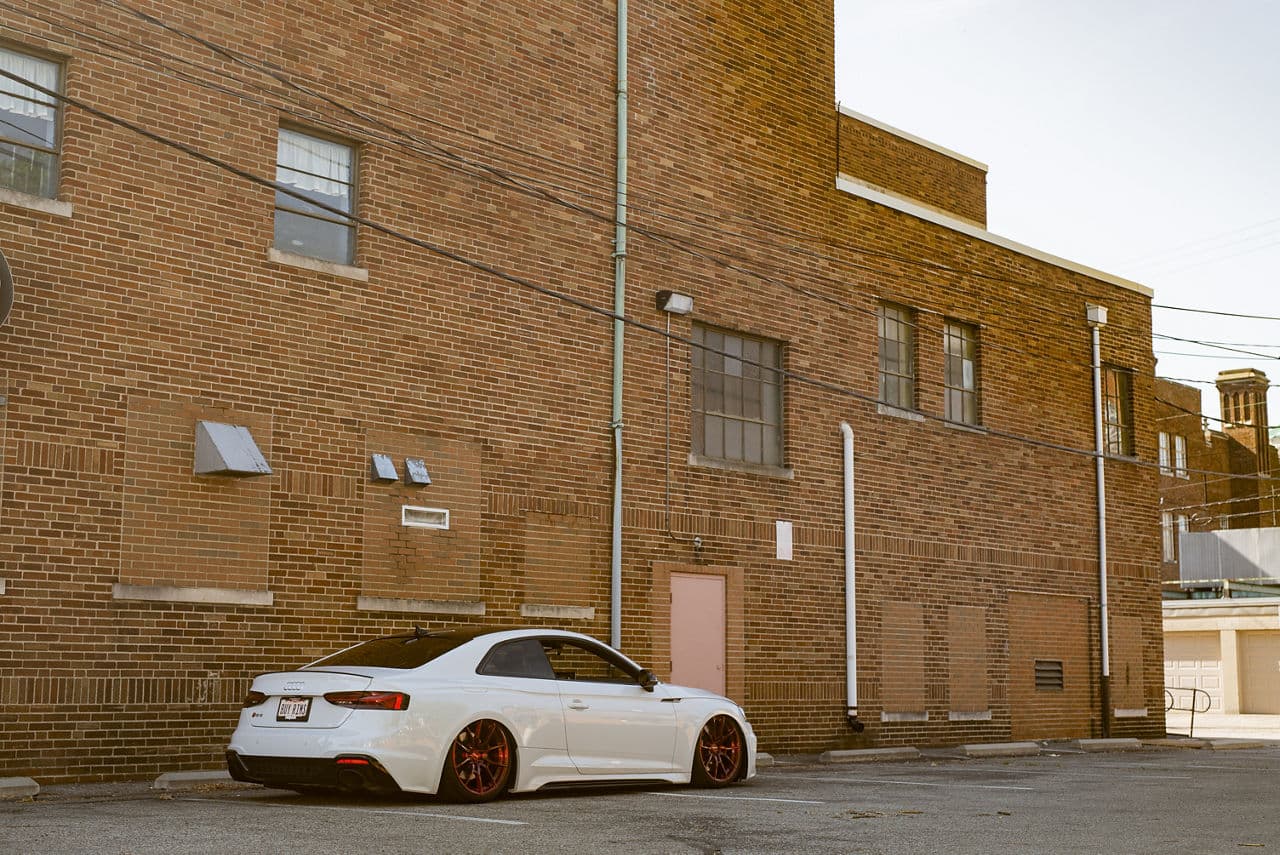 Rear view of 2021 Audi RS5 with wheels