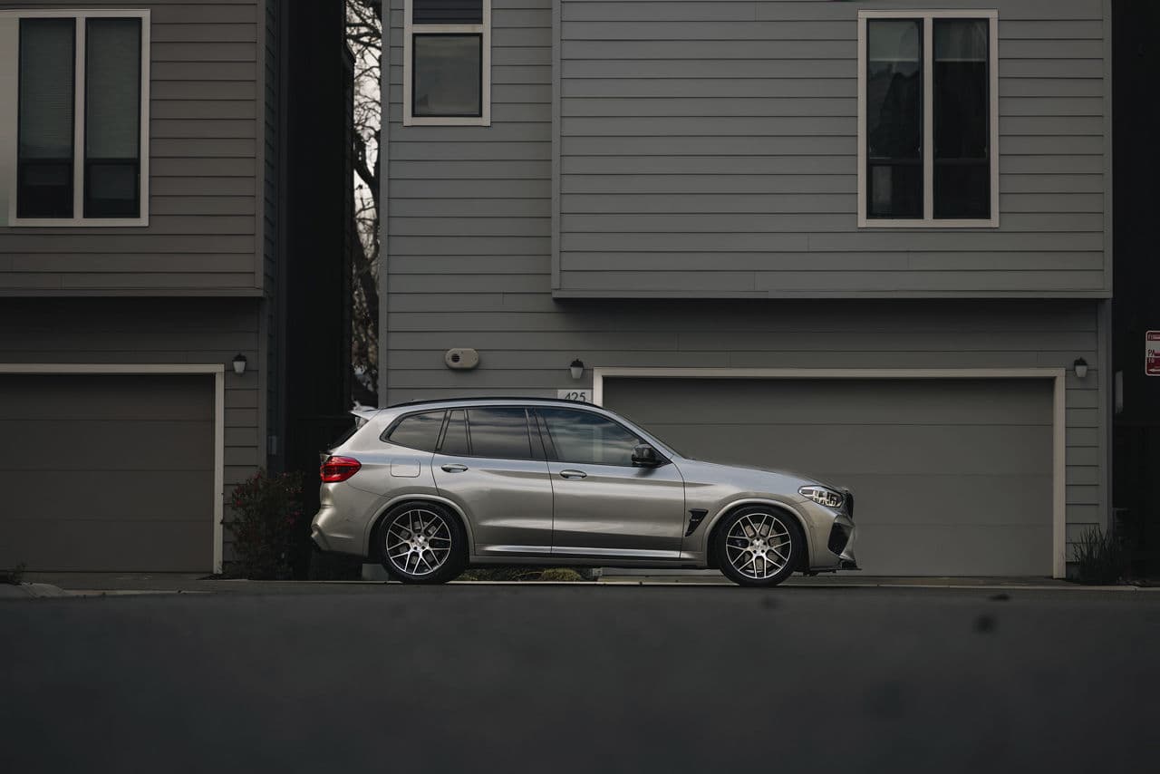 Detail view of 2021 BMW X3 M with wheels