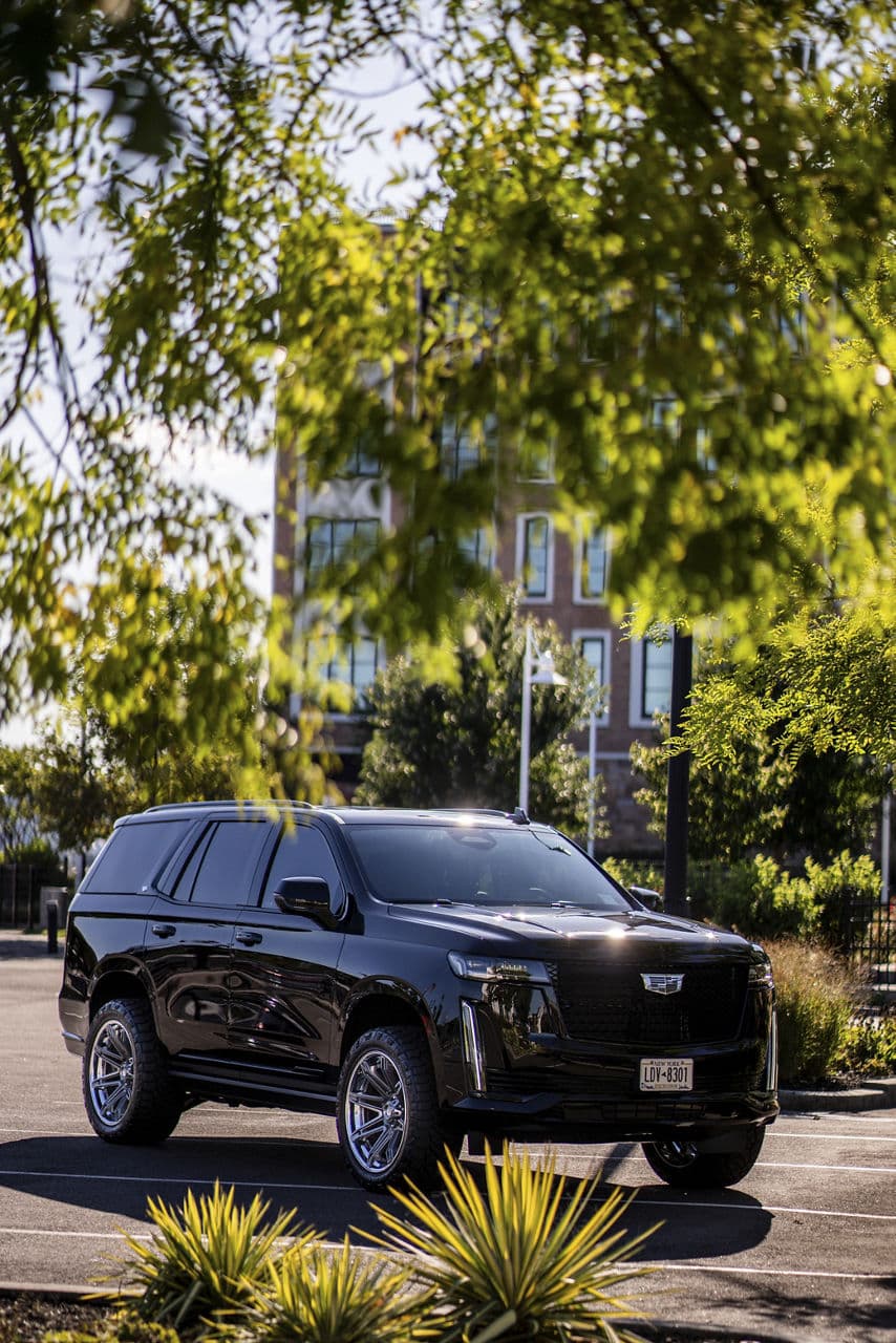 Detail view of 2021 Cadillac Escalade with wheels