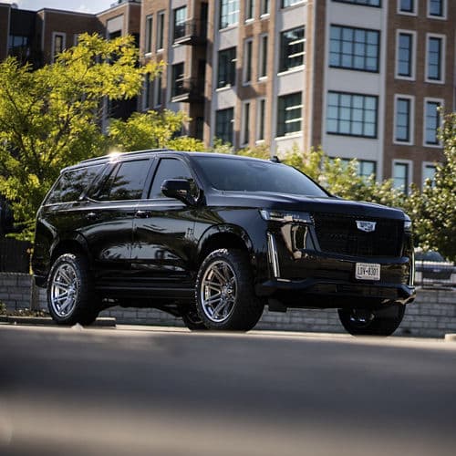 Detail view of 2021 Cadillac Escalade with wheels