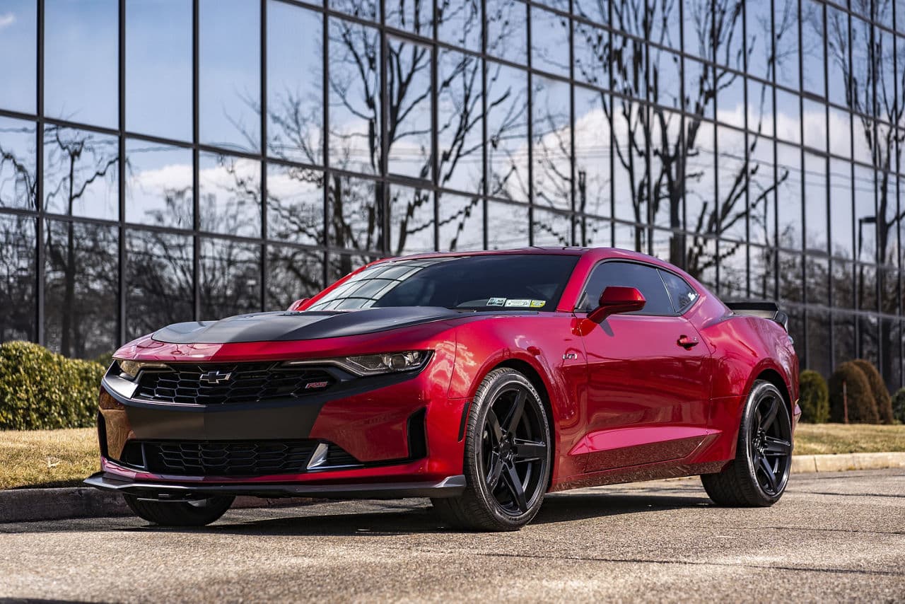 Front view of 2021 Chevrolet Camaro with wheels