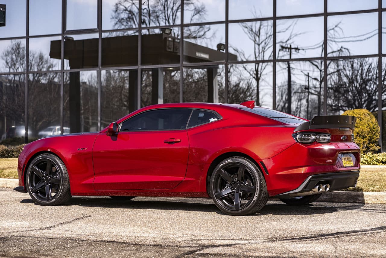 Rear view of 2021 Chevrolet Camaro with wheels