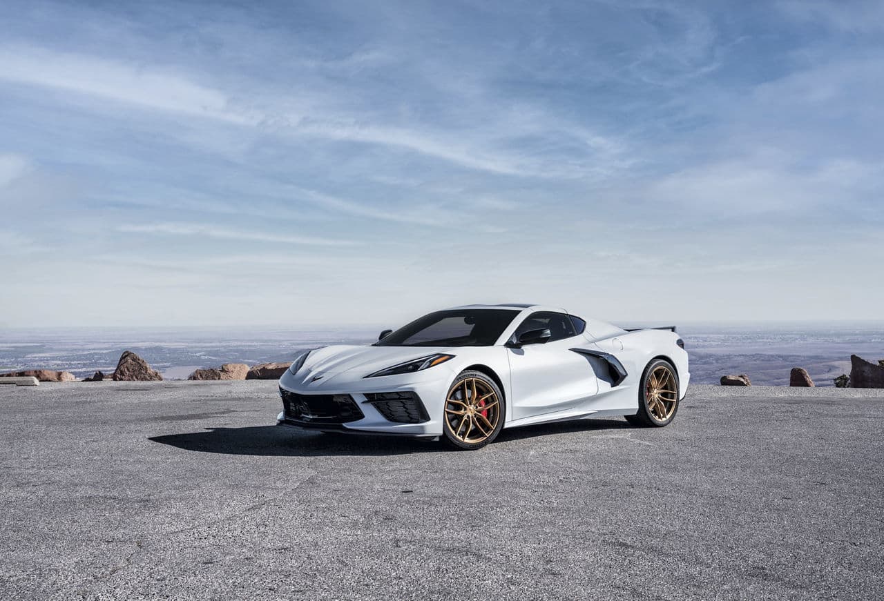 Front view of 2021 Chevrolet Corvette C8 with wheels