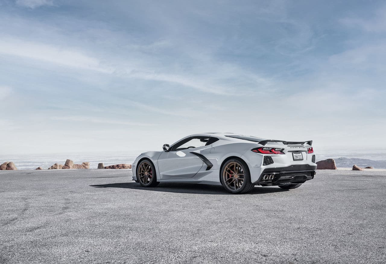 Side profile of 2021 Chevrolet Corvette C8 with wheels