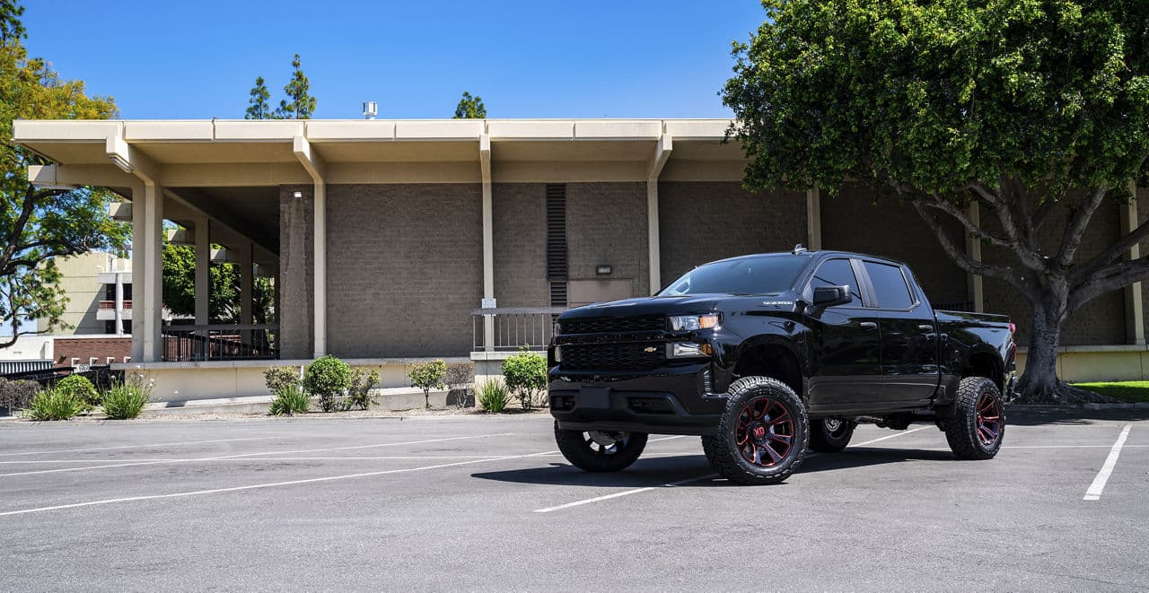 Front view of 2021 Chevrolet Silverado with wheels