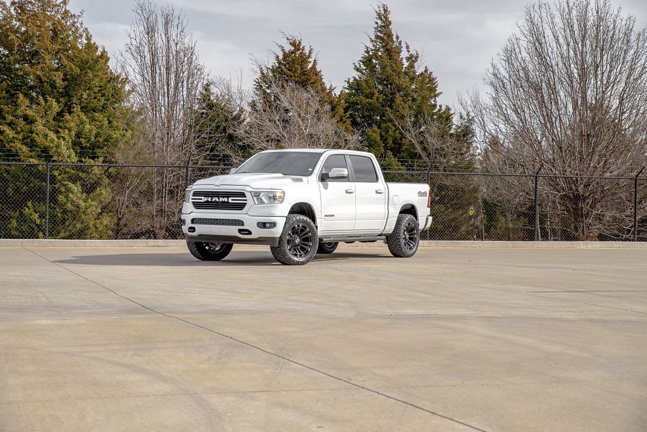 Front view of 2021 Dodge Ram Bighorn with truck suv wheels