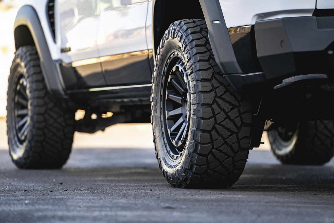 Rear view of 2021 Dodge Ram TRX with wheels