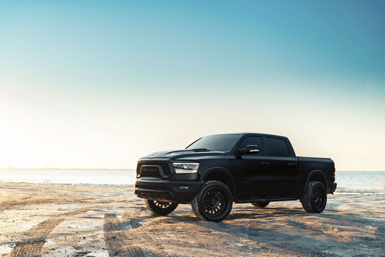 Detail view of 2021 Dodge Ram with wheels