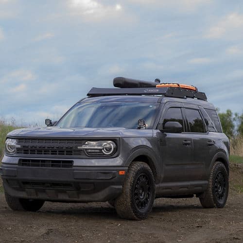 Rear view of 2021 Ford Bronco Sport with wheels