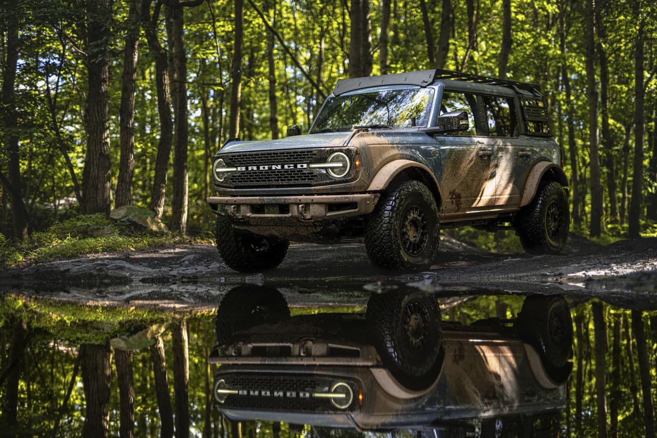 Detail view of 2021 Ford Bronco with truck suv wheels