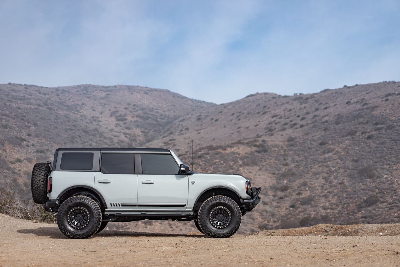Front view of 2021 Ford Bronco with wheels