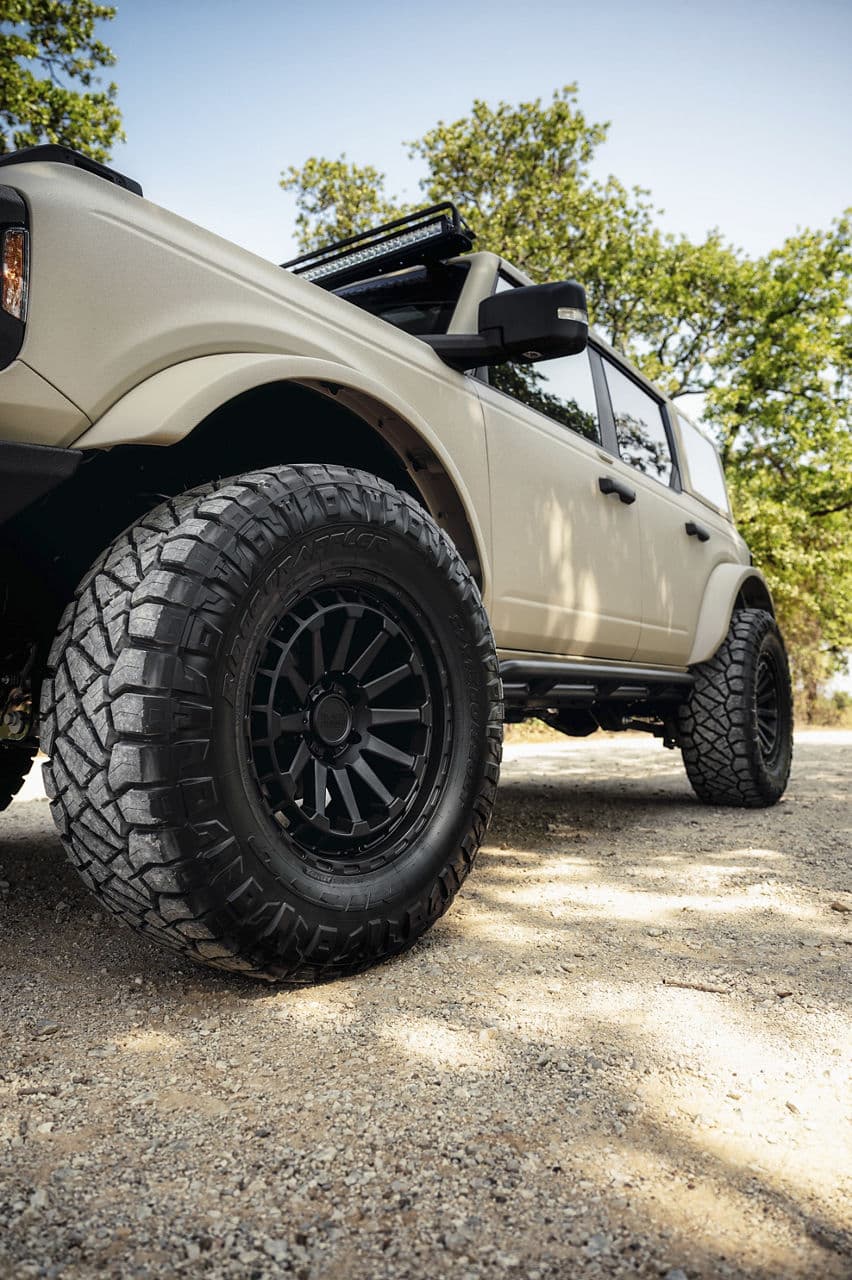 Detail view of 2021 Ford Bronco with wheels