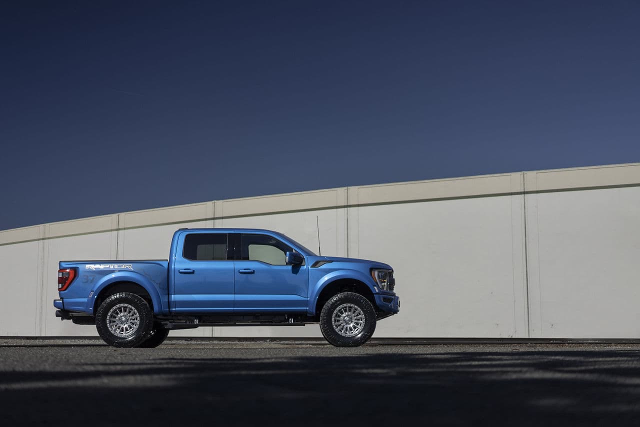Detail view of 2021 Ford F150 Raptor with wheels