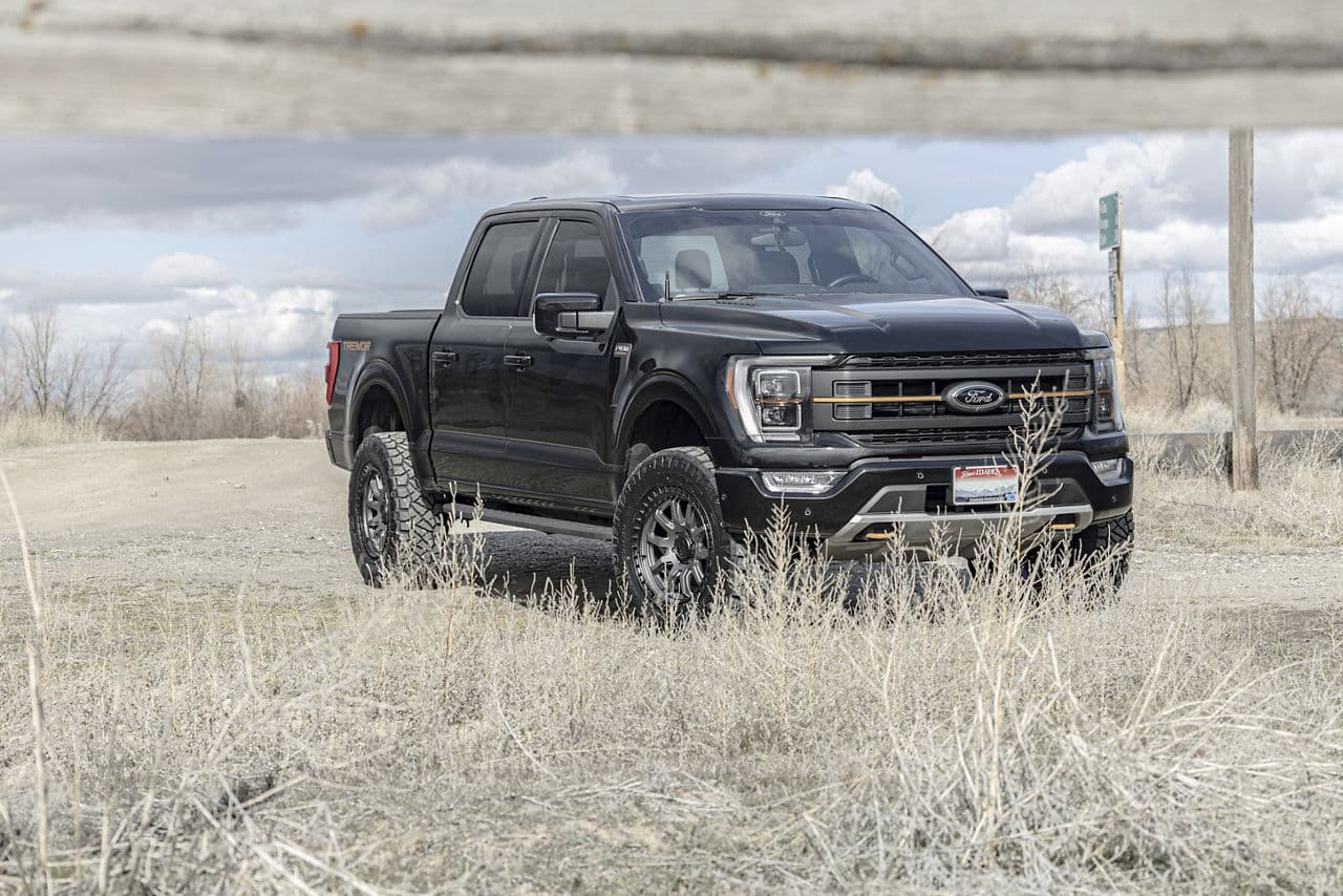 Front view of 2021 Ford F150 Tremor with wheels