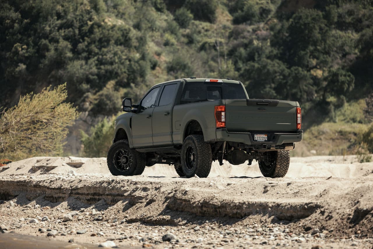 Side profile of 2021 Ford F250 with truck suv wheels