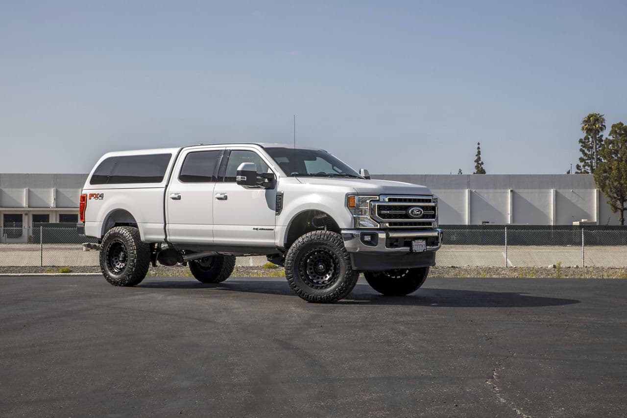 Front view of 2021 Ford F250 with truck suv wheels