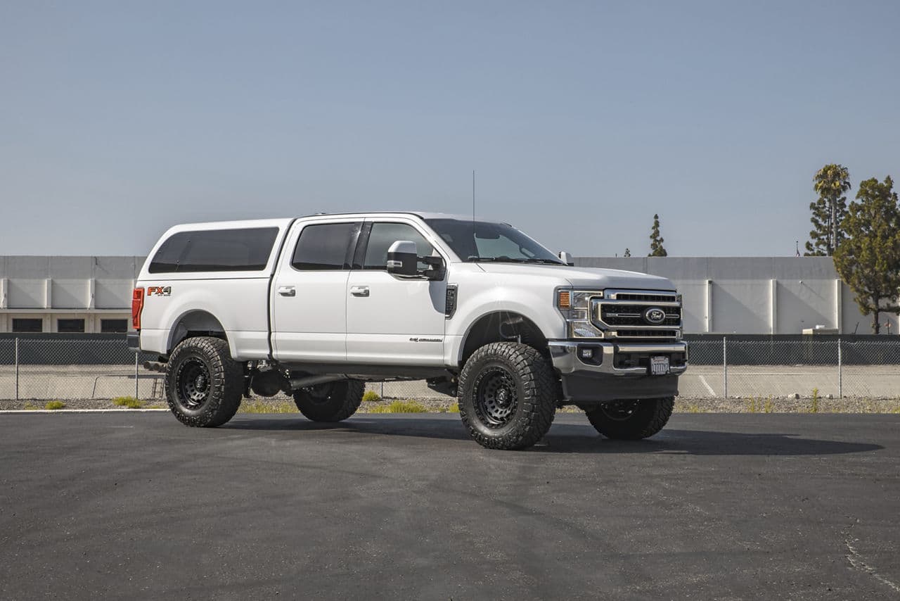 Side profile of 2021 Ford F250 with truck suv wheels