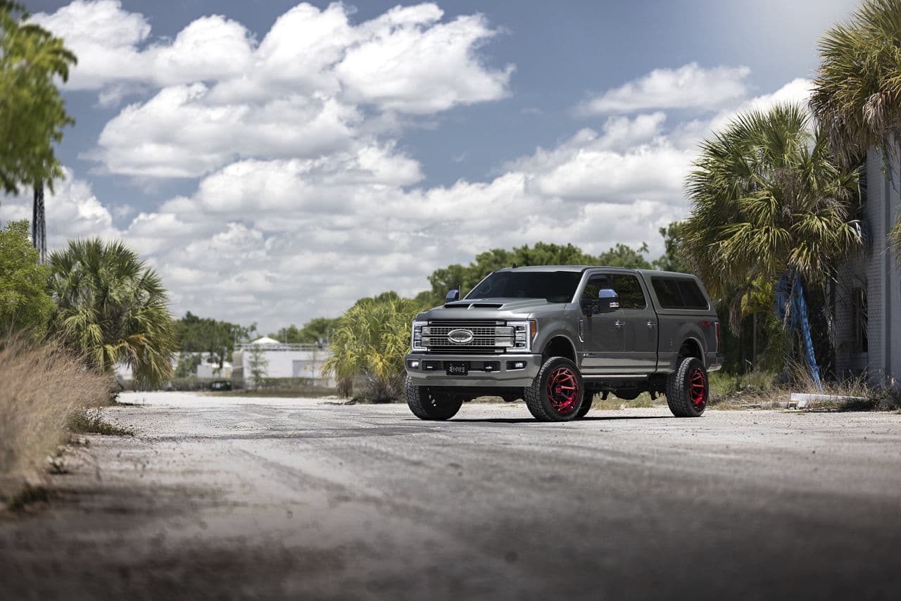 Side profile of 2021 Ford F250 with truck suv wheels