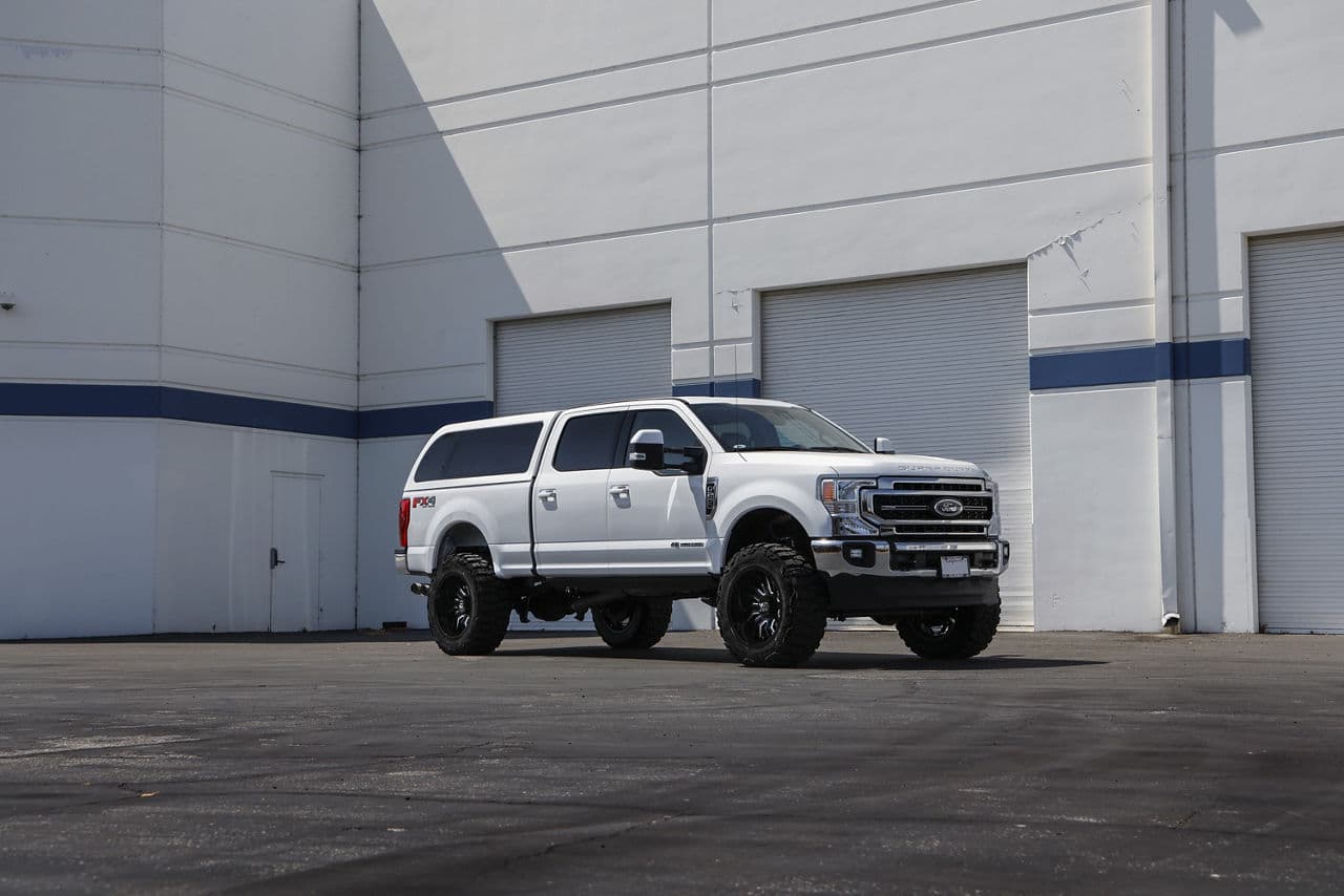 Front view of 2021 Ford F250 with truck suv wheels