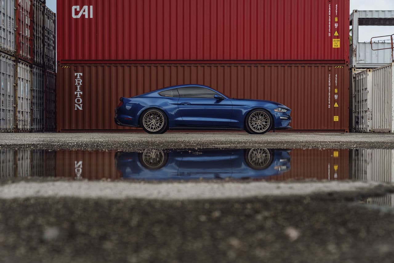Side profile of 2021 Ford Mustang with vehicle wraps