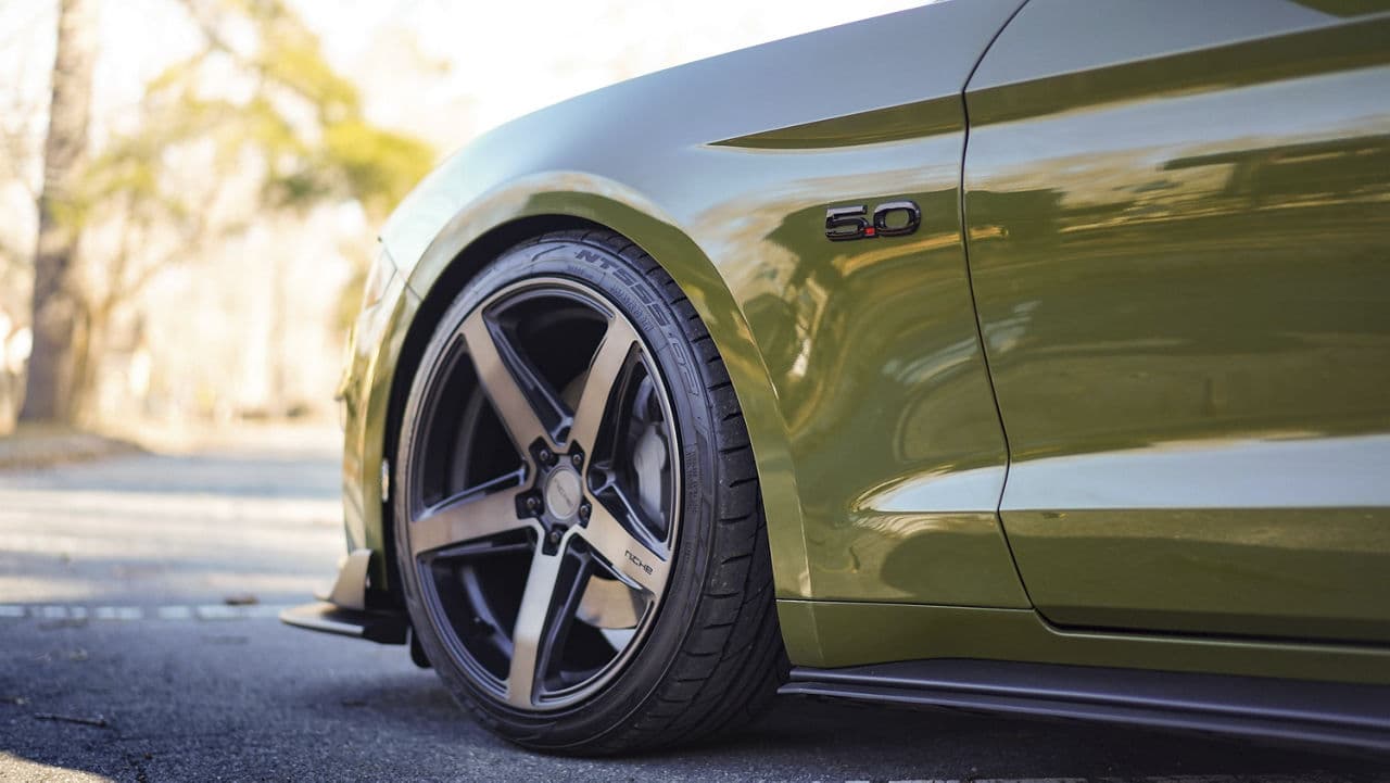 Interior of 2021 Ford Mustang with wheels