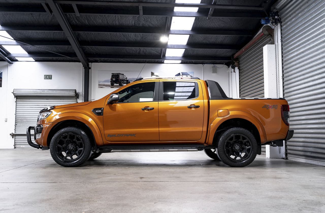 Rear view of 2021 Ford Ranger with wheels