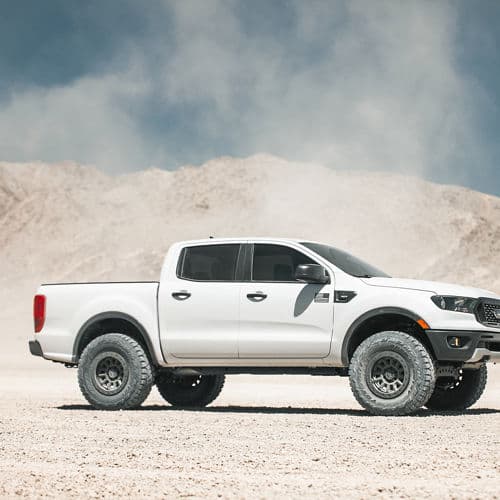 Rear view of 2021 Ford Ranger with wheels