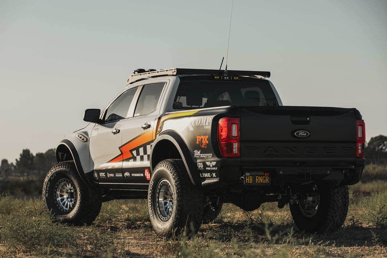 Rear view of 2021 Ford Ranger with wheels
