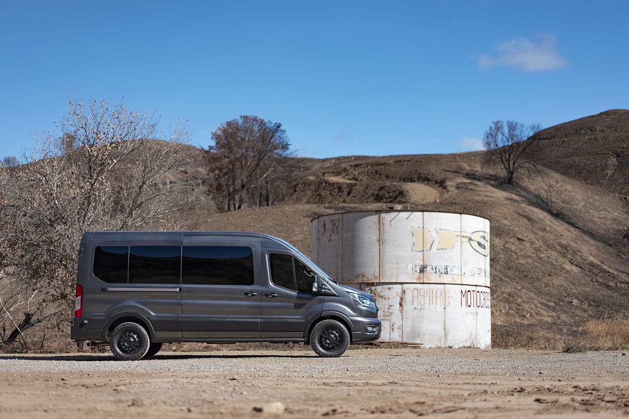 Detail view of 2021 Ford Transit with wheels