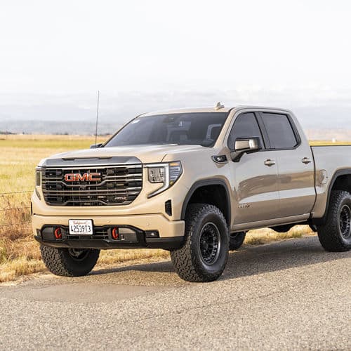 Interior of 2021 GMC Sierra with wheels