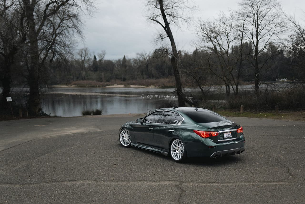 Side profile of 2021 Infiniti Q50 with wheels