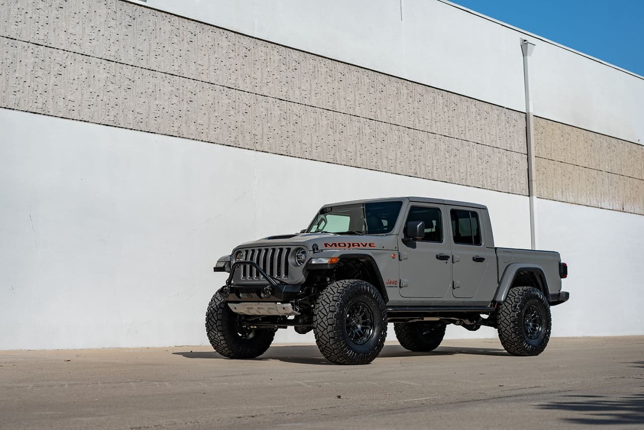 Front view of 2021 Jeep Gladiator Mojave with wheels