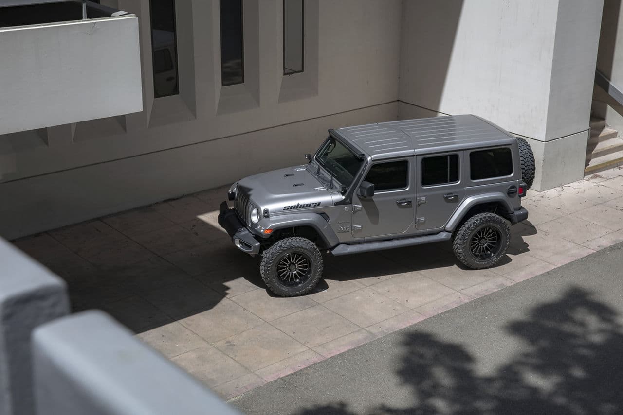 Interior of 2021 Jeep Wrangler Sahara with truck suv wheels