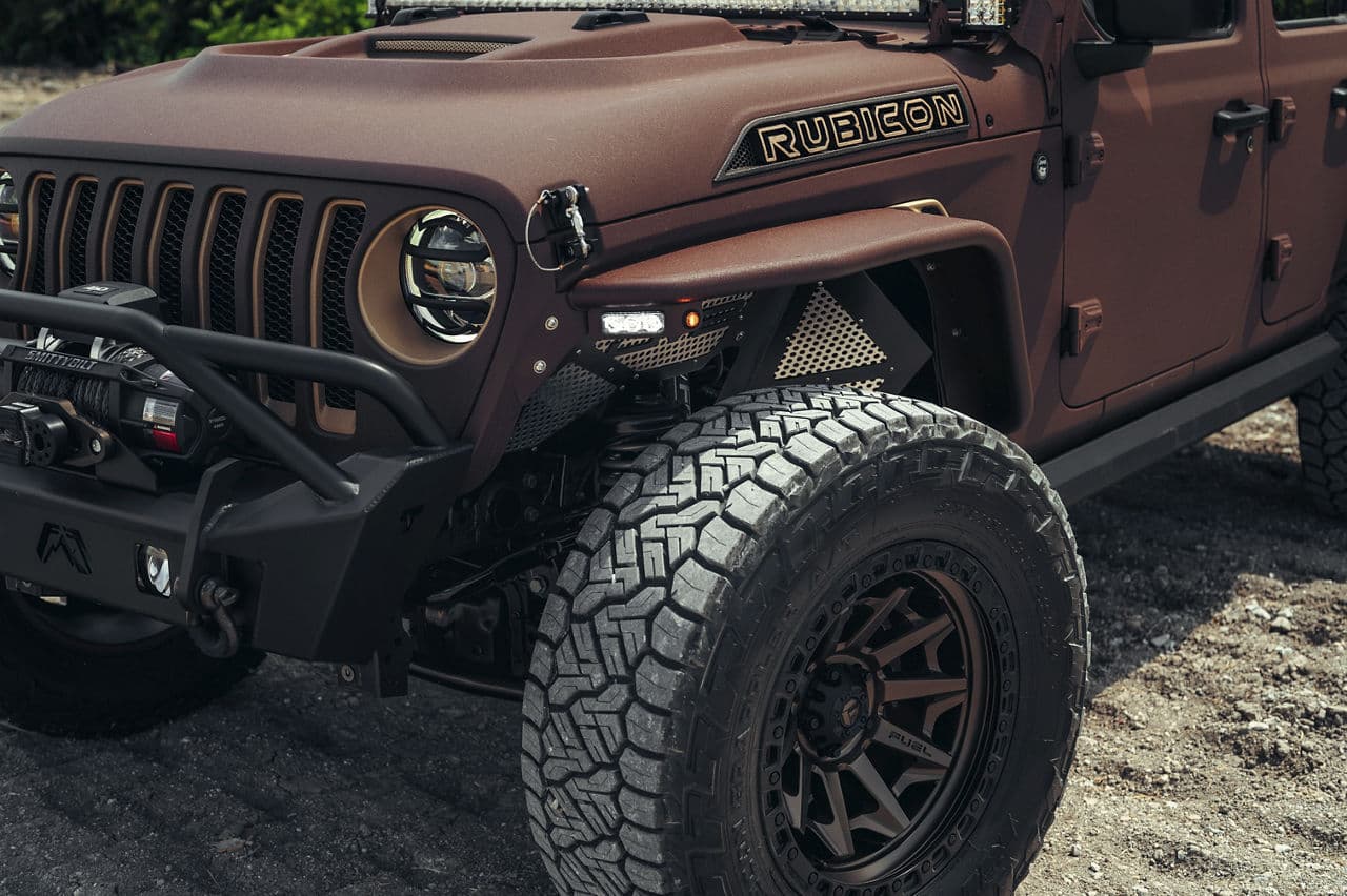 Detail view of 2021 Jeep Wrangler Unlimited Rubicon with wheels