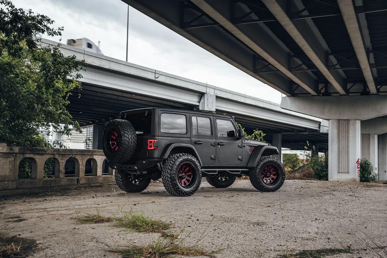 Interior of 2021 Jeep Wrangler with wheels