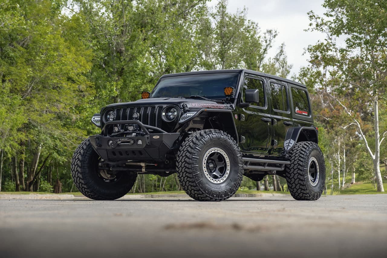 Front view of 2021 Jeep Wrangler with wheels
