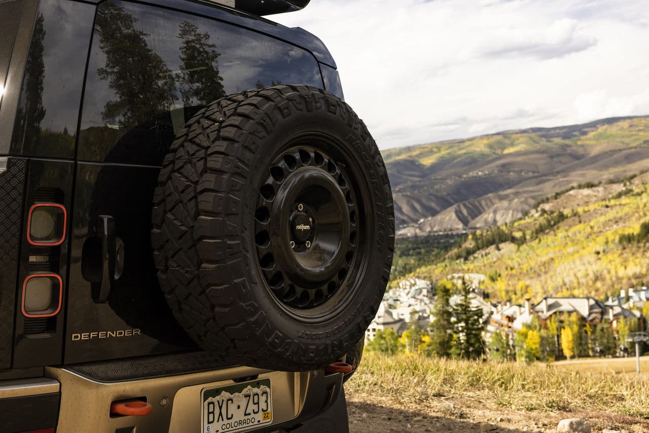Interior of 2021 Land Rover Defender with wheels