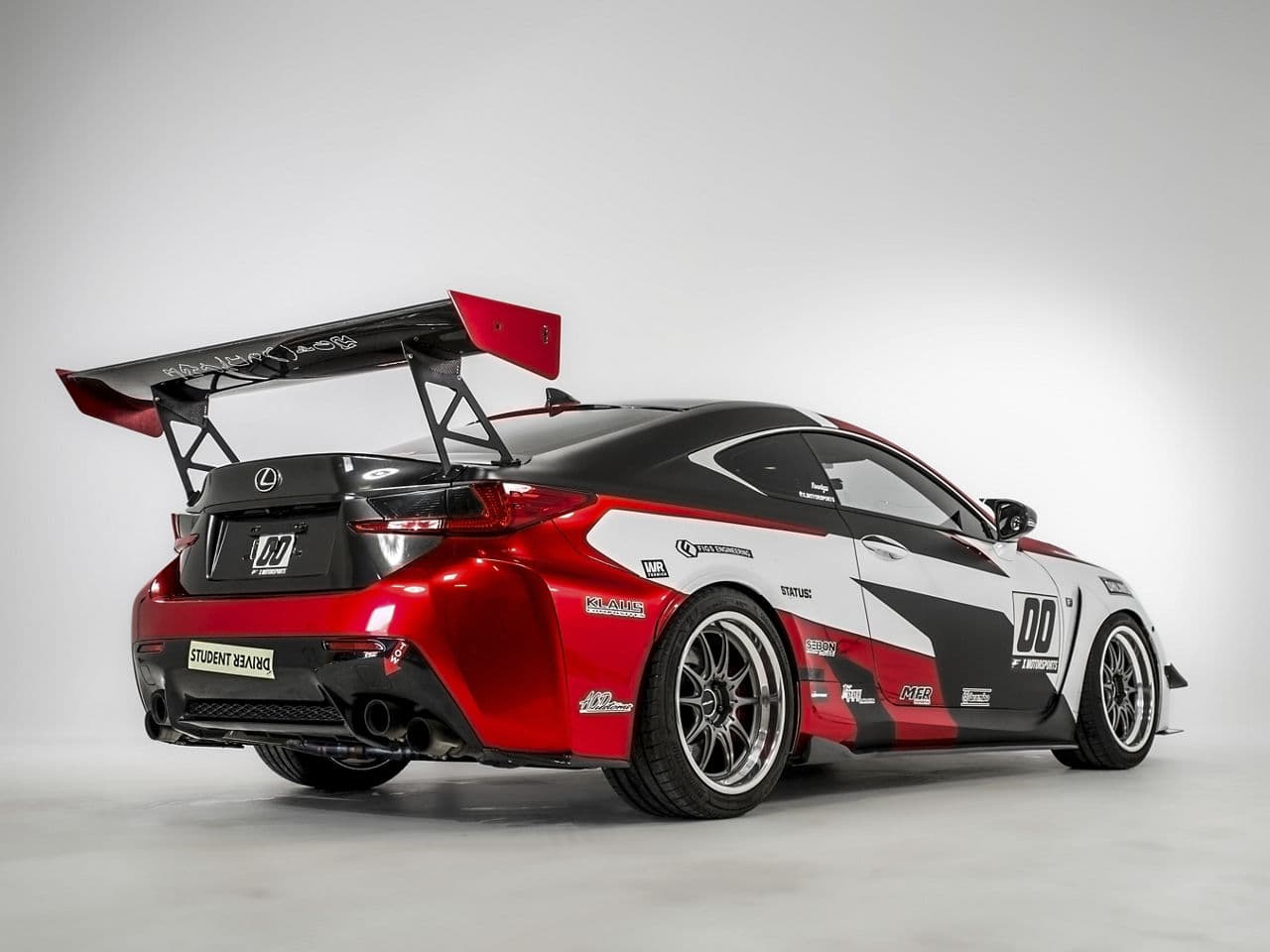Rear view of 2021 Lexus RC F Sport with wheels