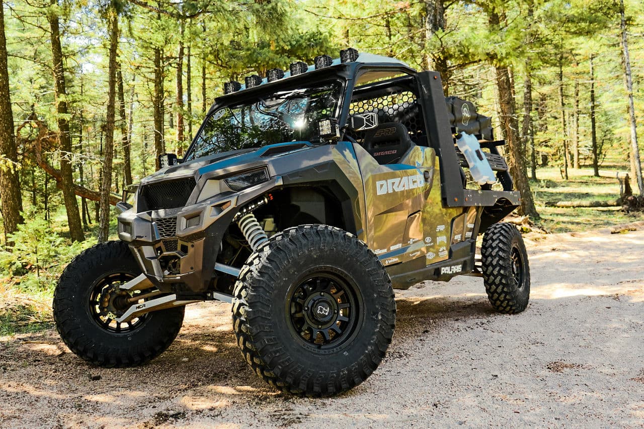 Front view of 2021 Polaris General with truck suv wheels