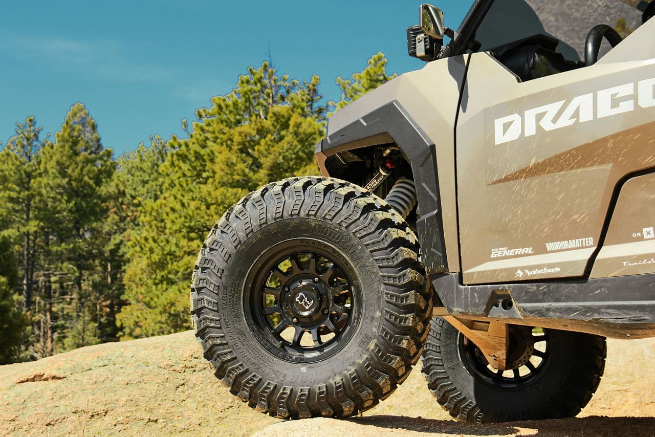 Side profile of 2021 Polaris General with truck suv wheels