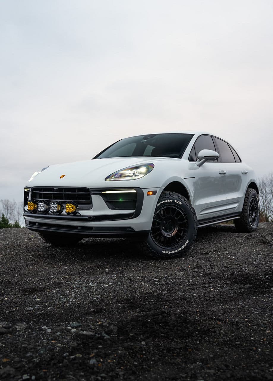 Front view of 2021 Porsche Macan with wheels