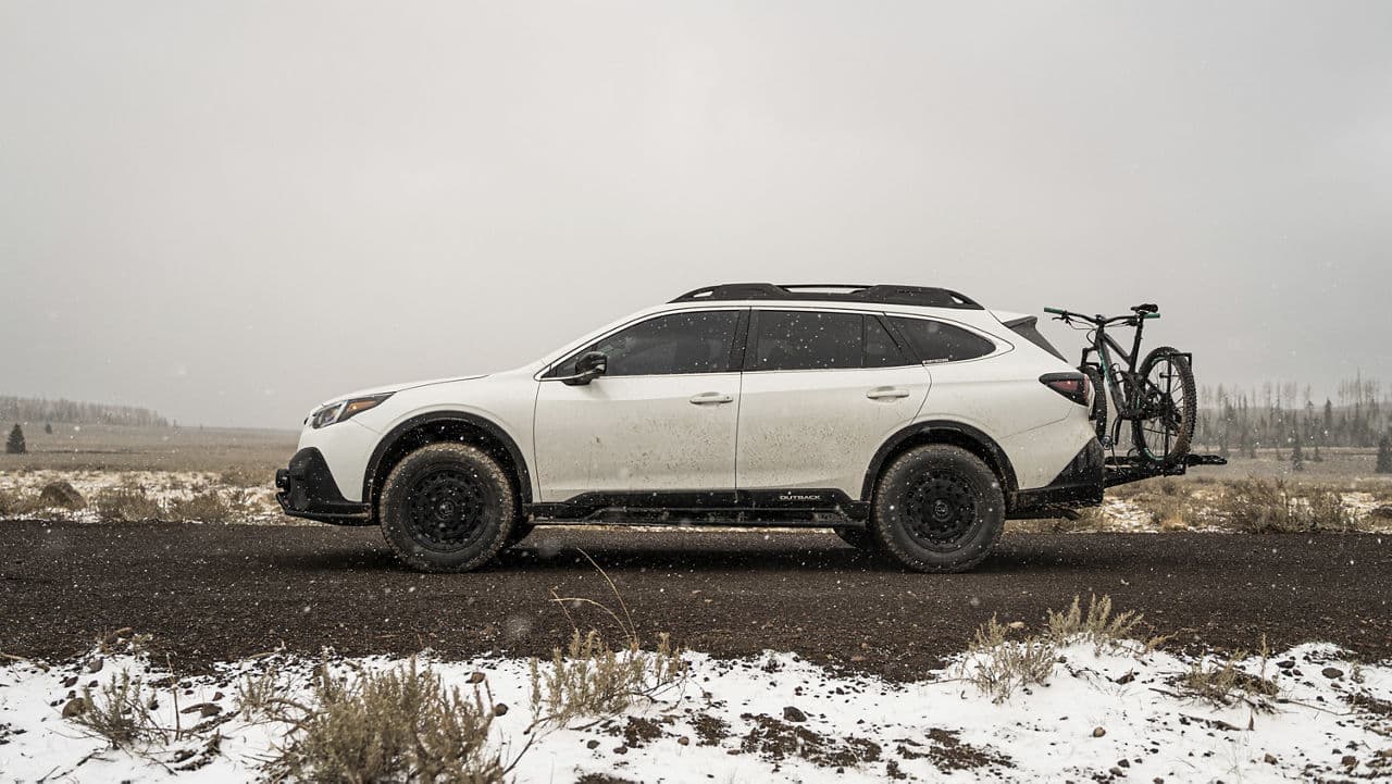 Side profile of 2021 Subaru Outback with wheels