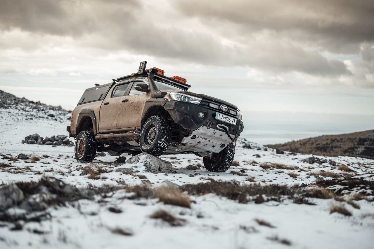 Front view of 2021 Toyota Hilux with truck suv wheels